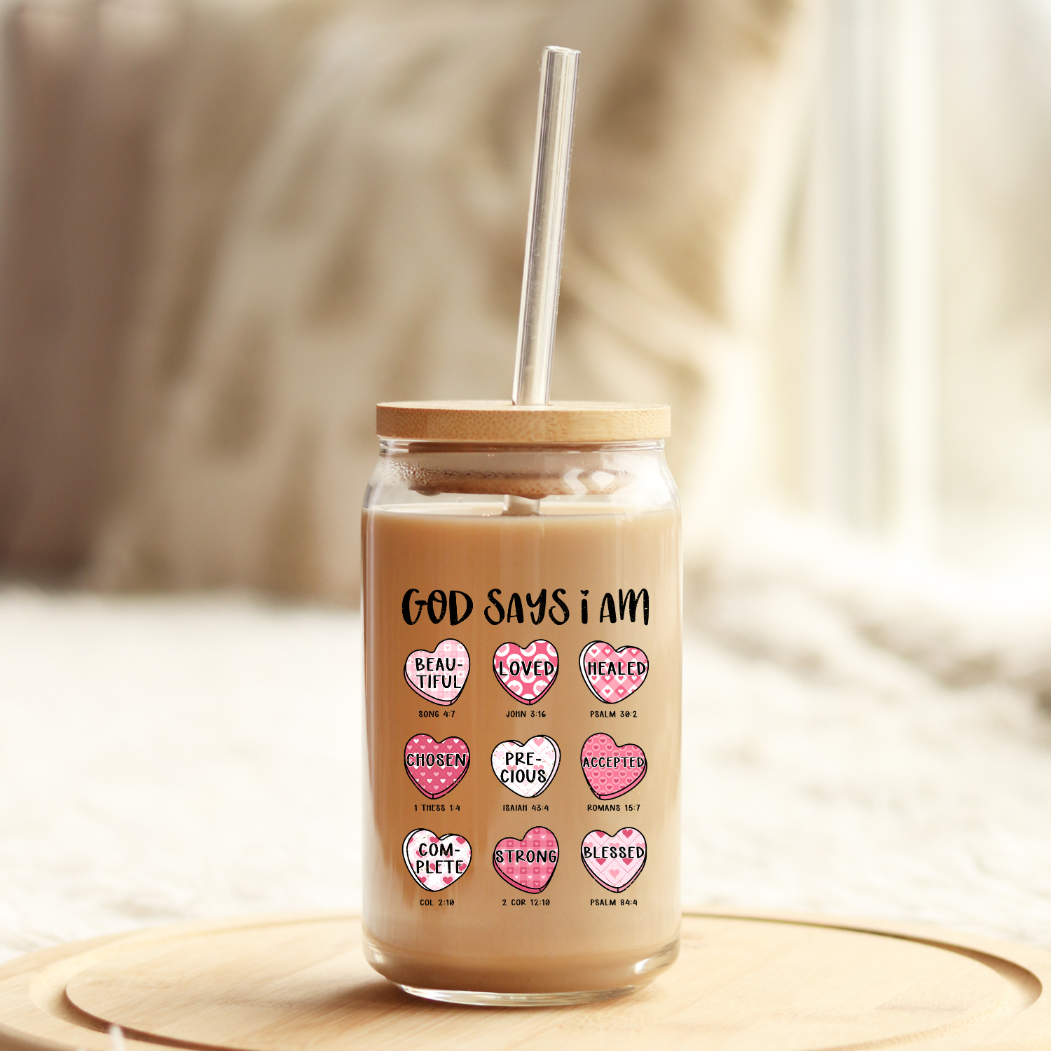 "God Says I am" Affirmation Glass Tumbler