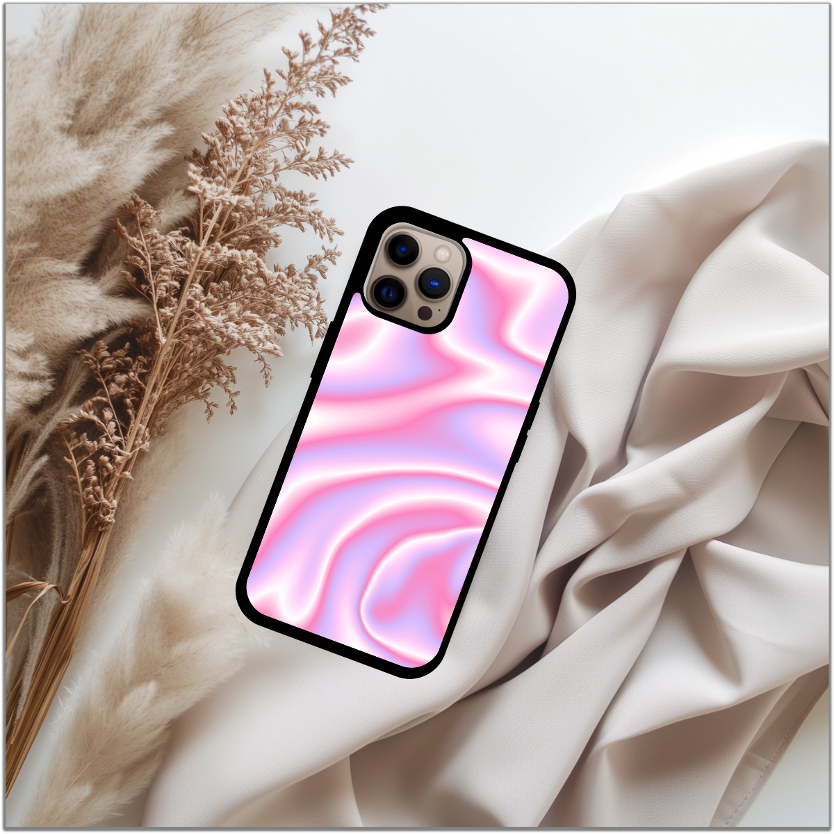 Personalized iPhone Case – pink phone case -swirly phone case – Holographic – cute phone case - pretty phone case - retro phone case - Y2K