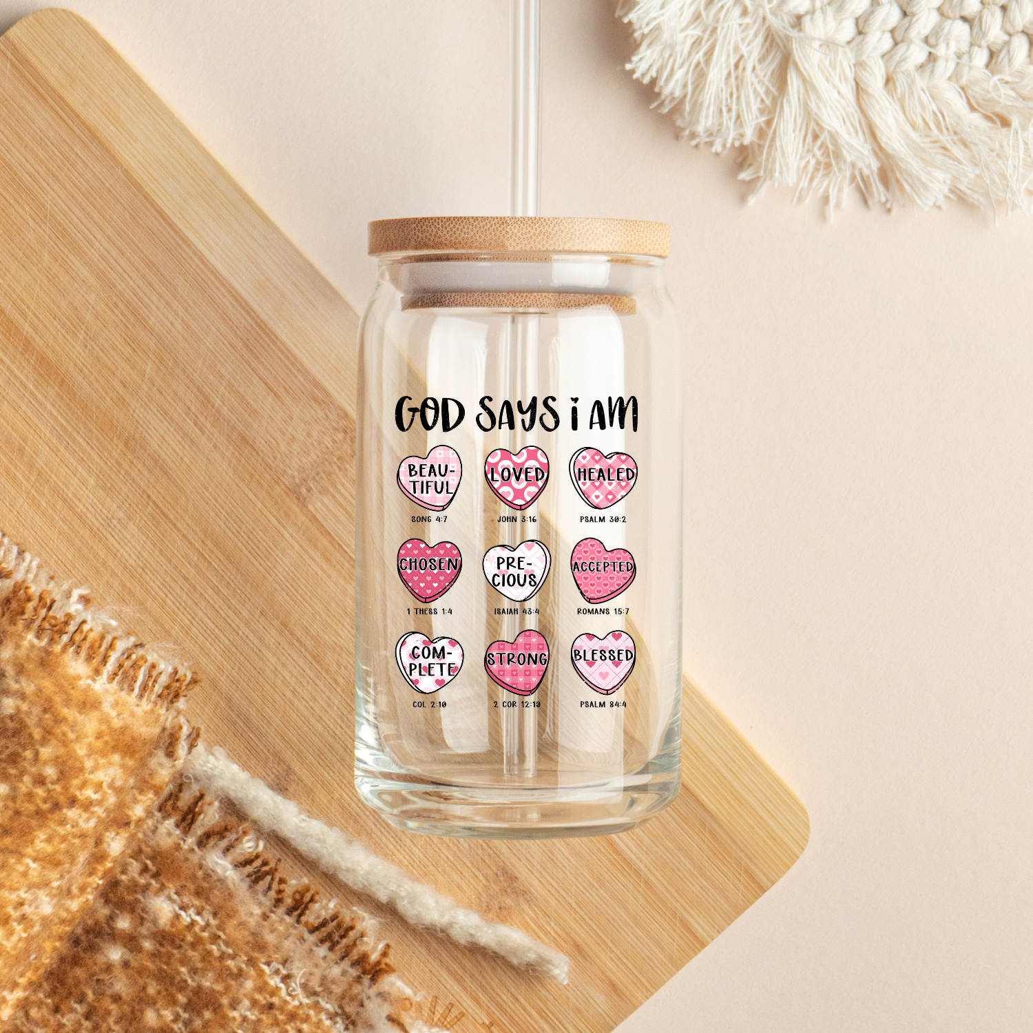 "God Says I am" Affirmation Glass Tumbler