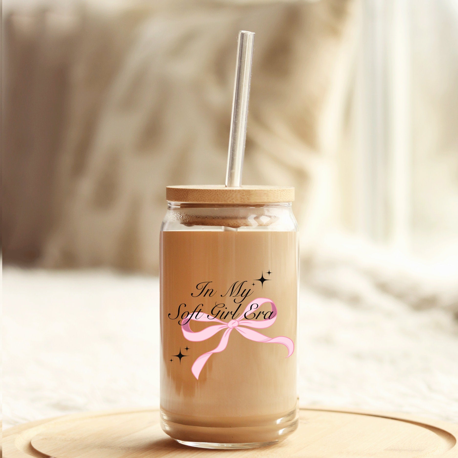SOFT GIRL ERA coquette Tumbler | 16 oz Glass Tumbler | Libby cup | Tumbler | Pretty Tumbler | Girly Gift | Gift for her | Pink Tumbler