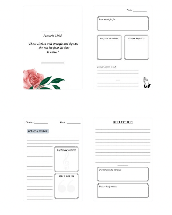 52 Week Prayer Journal includes sermon notes.