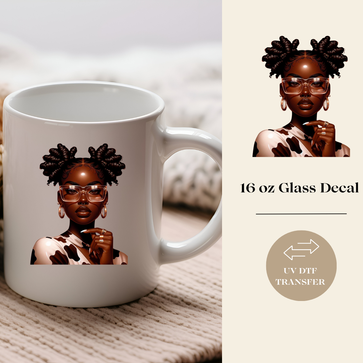 Unique Black girl UV DTF Decal