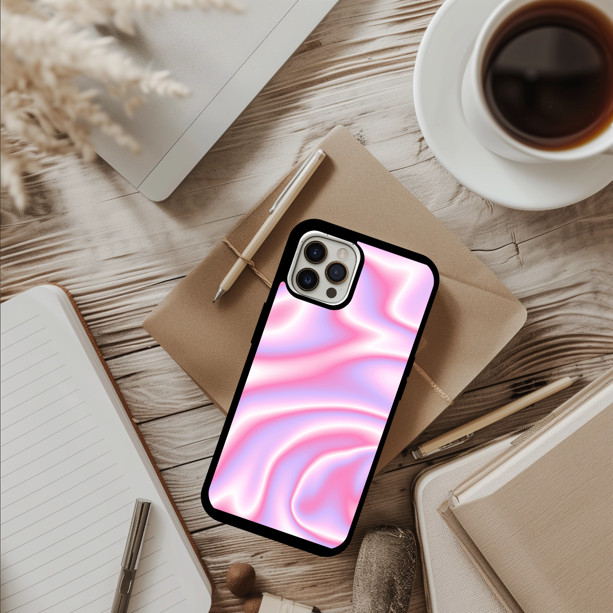 Personalized iPhone Case – pink phone case -swirly phone case – Holographic – cute phone case - pretty phone case - retro phone case - Y2K