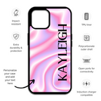 Personalized iPhone Case – pink phone case -swirly phone case – Holographic – cute phone case - pretty phone case - retro phone case - Y2K