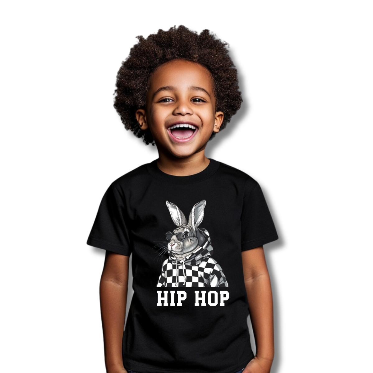 Kids Hip Hop T-Shirt - Fun Bunny Graphic Tee, 100% Cotton Children's Top, Comfy Unisex Kids Clothing, Casual Shirt, Easter t-shirt