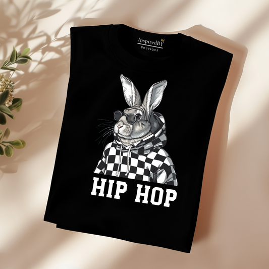 Kids Hip Hop T-Shirt - Fun Bunny Graphic Tee, 100% Cotton Children's Top, Comfy Unisex Kids Clothing, Casual Shirt, Easter t-shirt