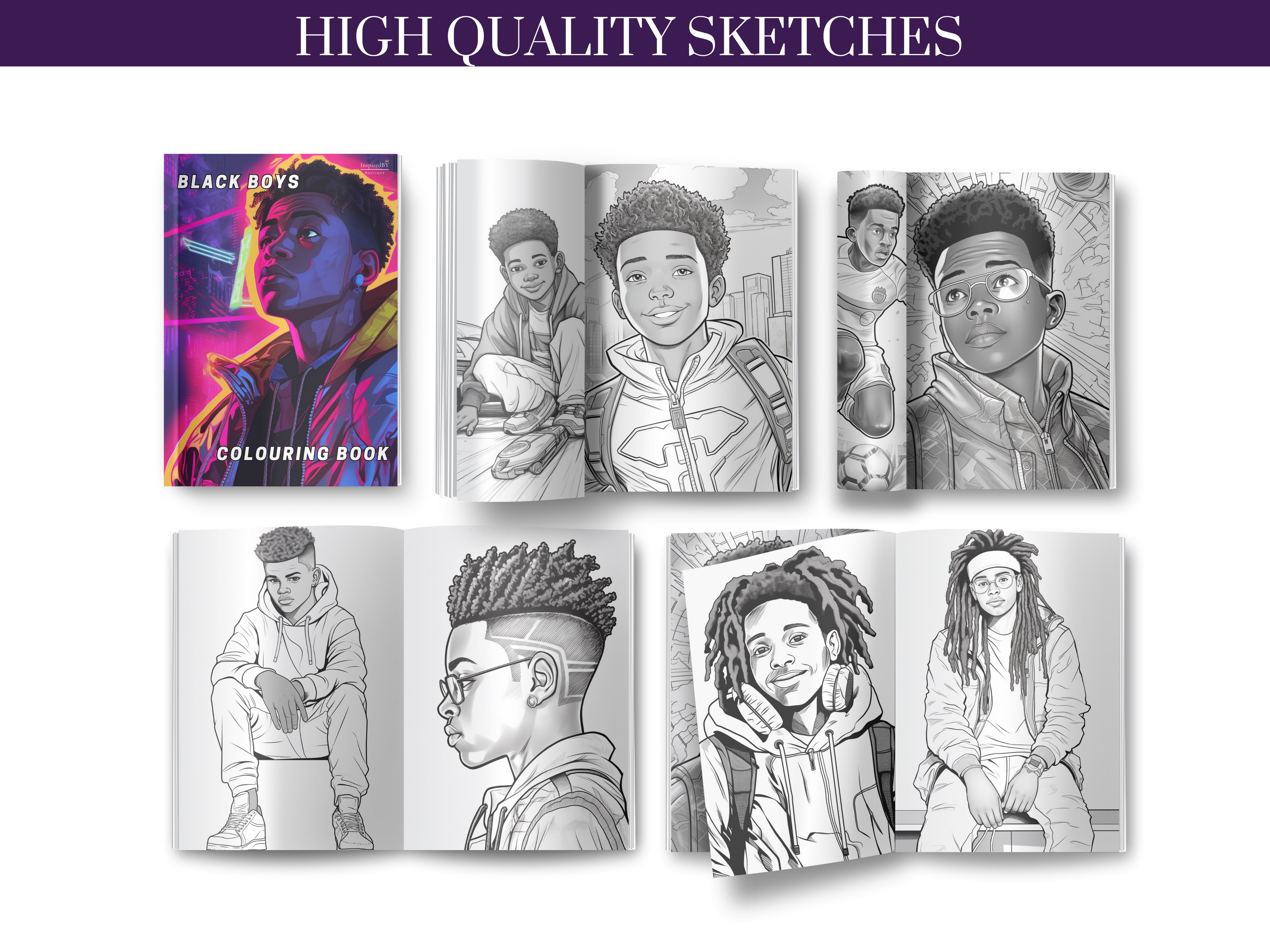 Black Boys Colouring Book