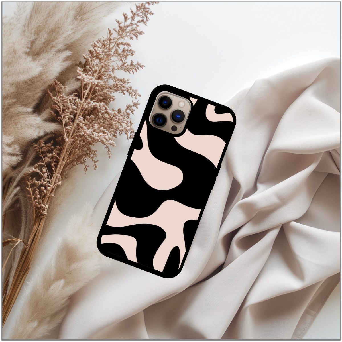Elegant beige and Black Phone Case perfect gift for her cute phone case the best gift for teens who love trendy phone cases and  iPhone case