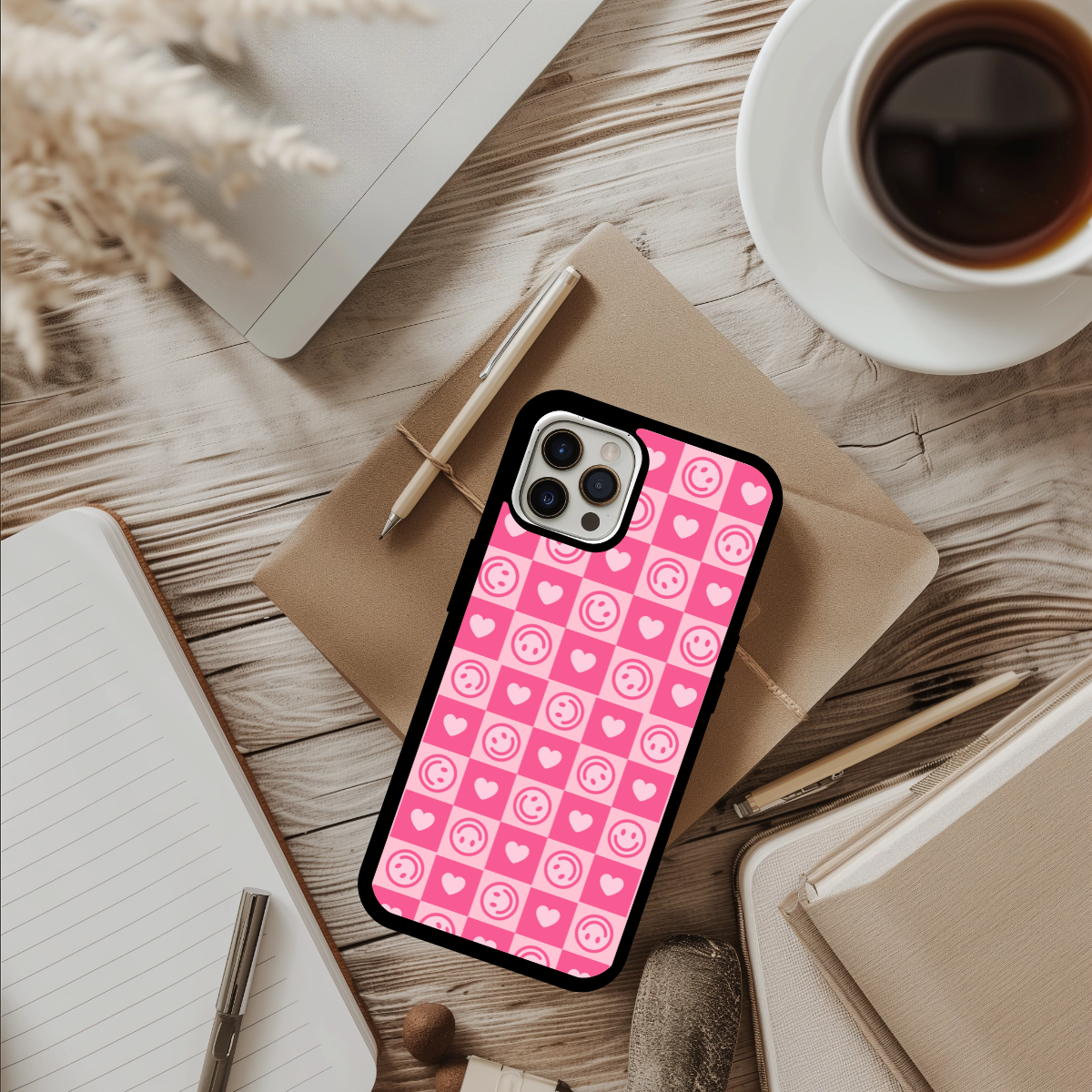 Stylish phone case |  Pink Phone case gift for her - Emoji  iPhone Case - heart phone case - Trendy Phone Accessory - Girly - Gifts for teens