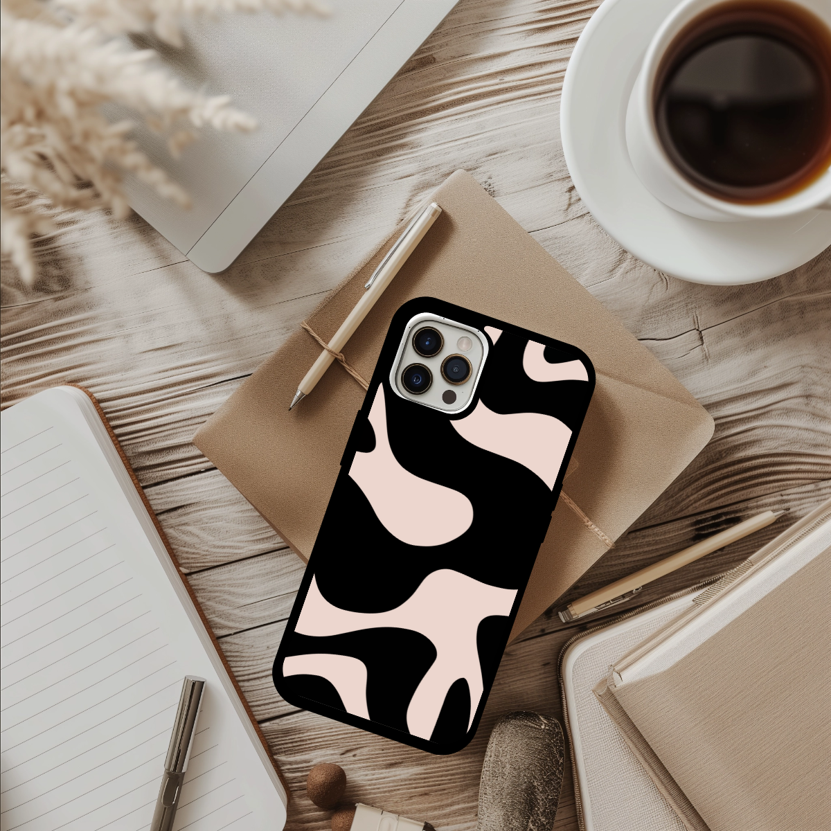 Elegant beige and Black Phone Case perfect gift for her cute phone case the best gift for teens who love trendy phone cases and  iPhone case
