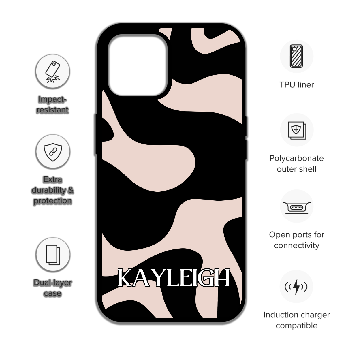Elegant beige and Black Phone Case perfect gift for her cute phone case the best gift for teens who love trendy phone cases and  iPhone case