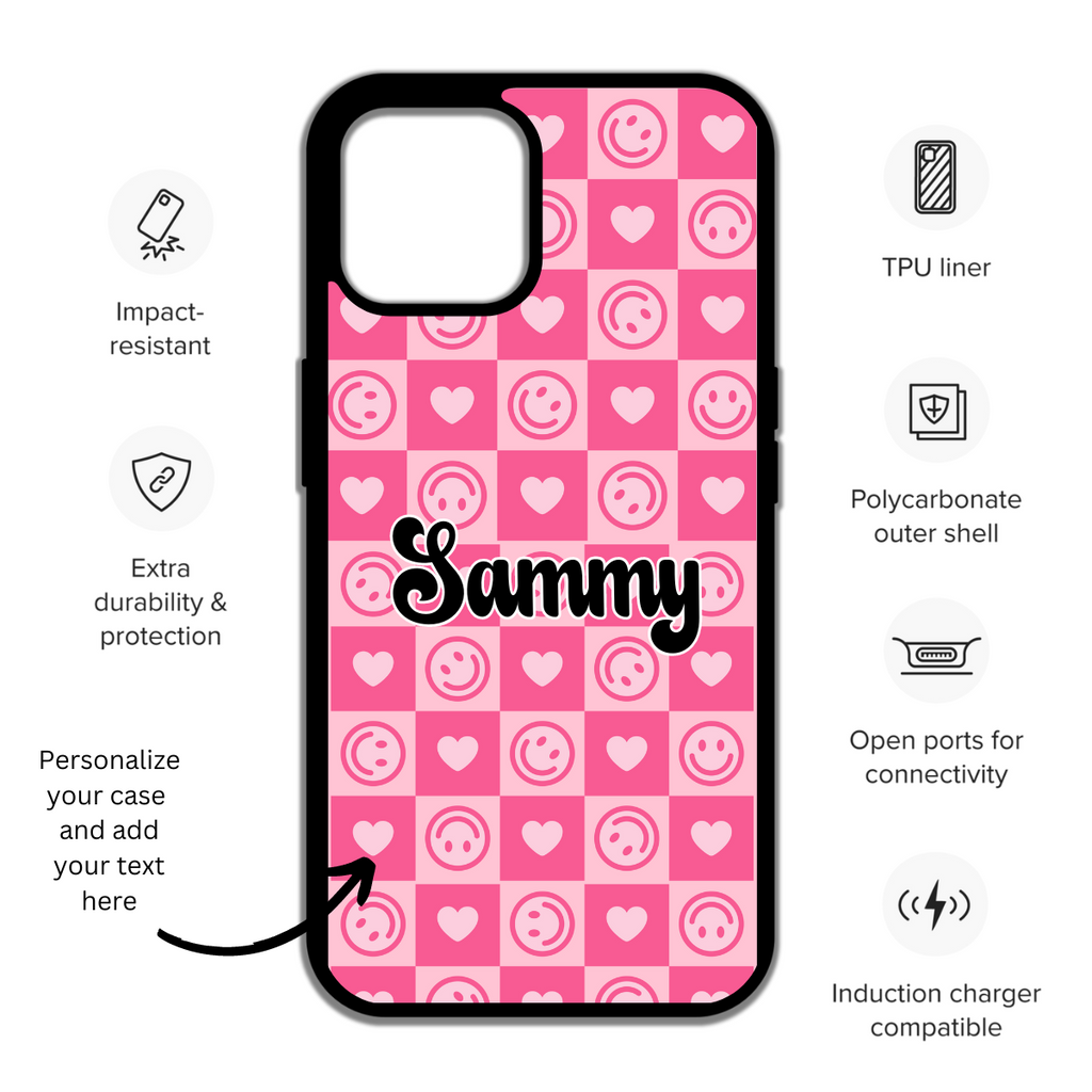 Stylish phone case |  Pink Phone case gift for her - Emoji  iPhone Case - heart phone case - Trendy Phone Accessory - Girly - Gifts for teens