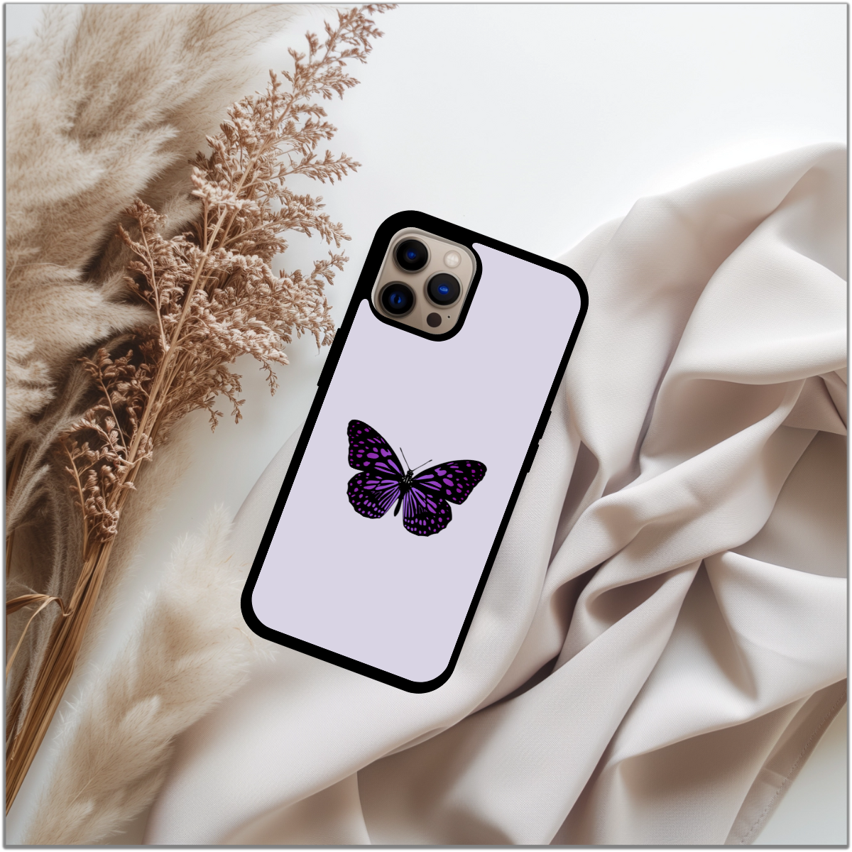 Personalized Butterfly iPhone Case – Custom phone case - Purple Watercolor – Elegant Nature – Unique Monogram- cute phone case - pretty case