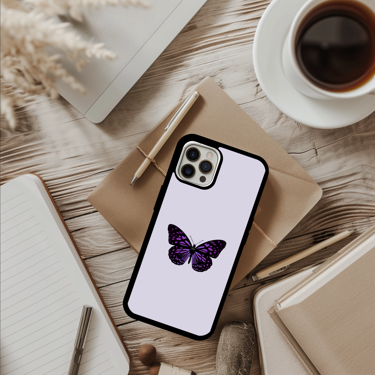 Personalized Butterfly iPhone Case – Custom phone case - Purple Watercolor – Elegant Nature – Unique Monogram- cute phone case - pretty case