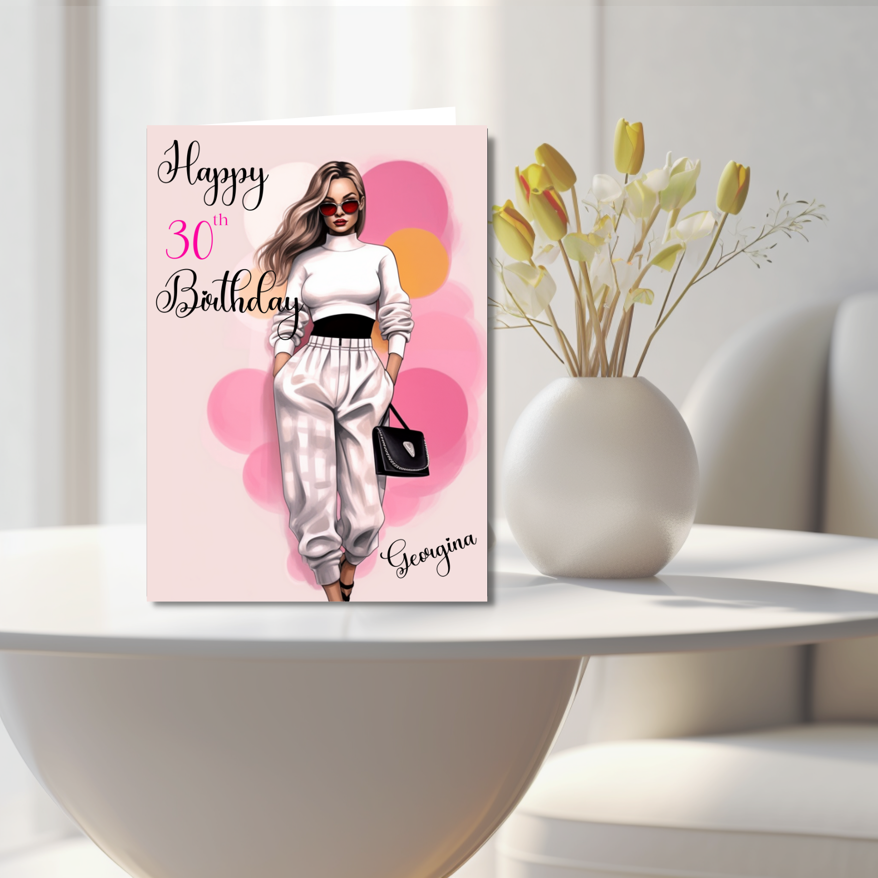 Radiant 30s: Glamour Unveiled Birthday Card