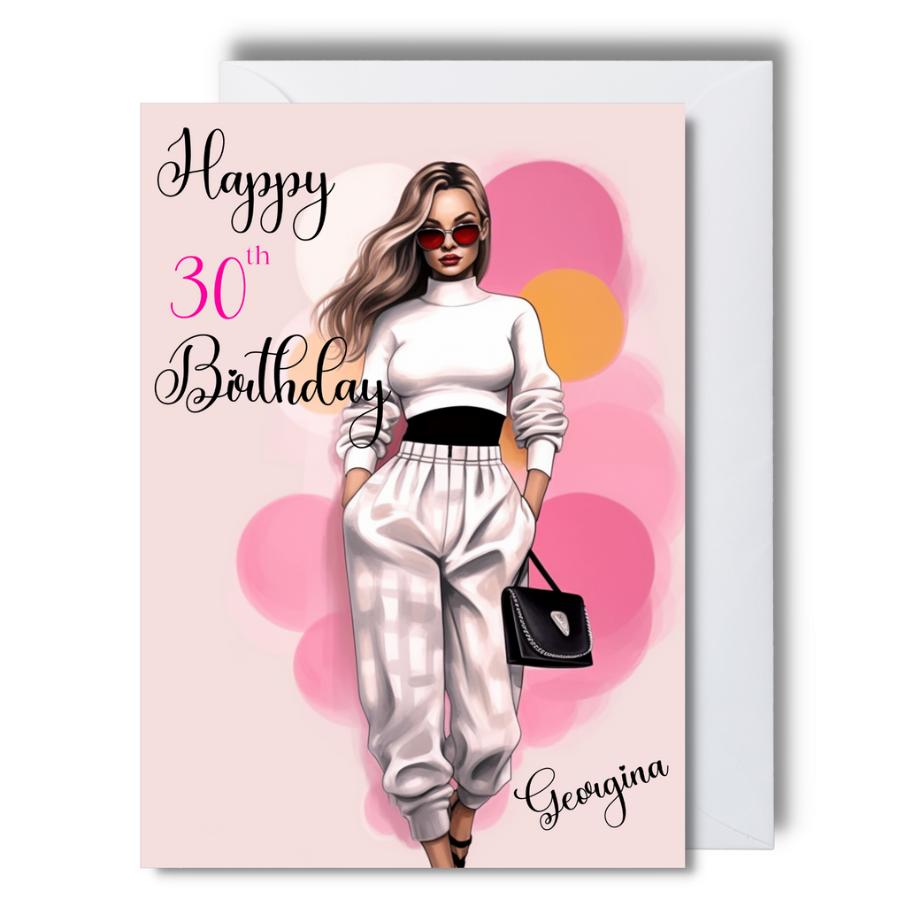 Radiant 30s: Glamour Unveiled Birthday Card