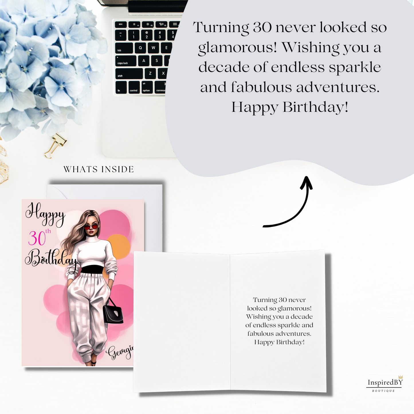 Radiant 30s: Glamour Unveiled Birthday Card