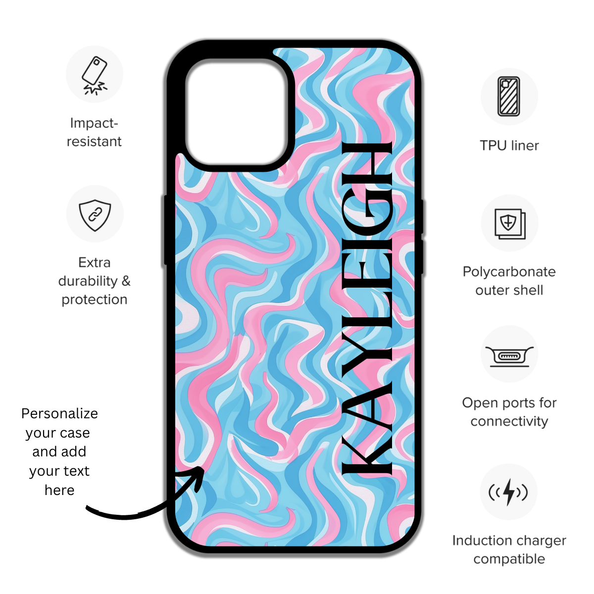 Pink Waves phone case perfect gift for her - cute phone case - best birthday gift - iphone case - girly phone case - pretty phone case - Pink phone case