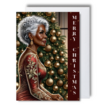 Load image into Gallery viewer, Black Older Woman Christmas Card,
