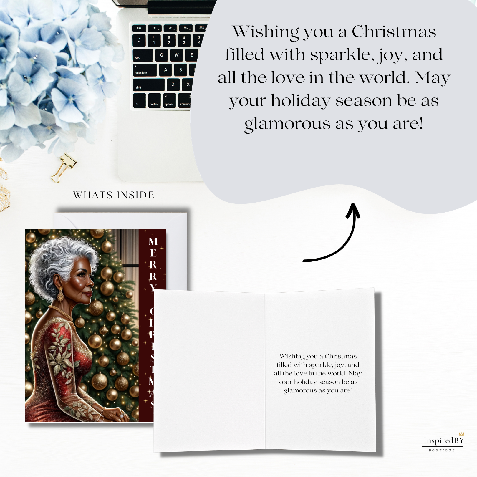 Black Older Woman Christmas Card,