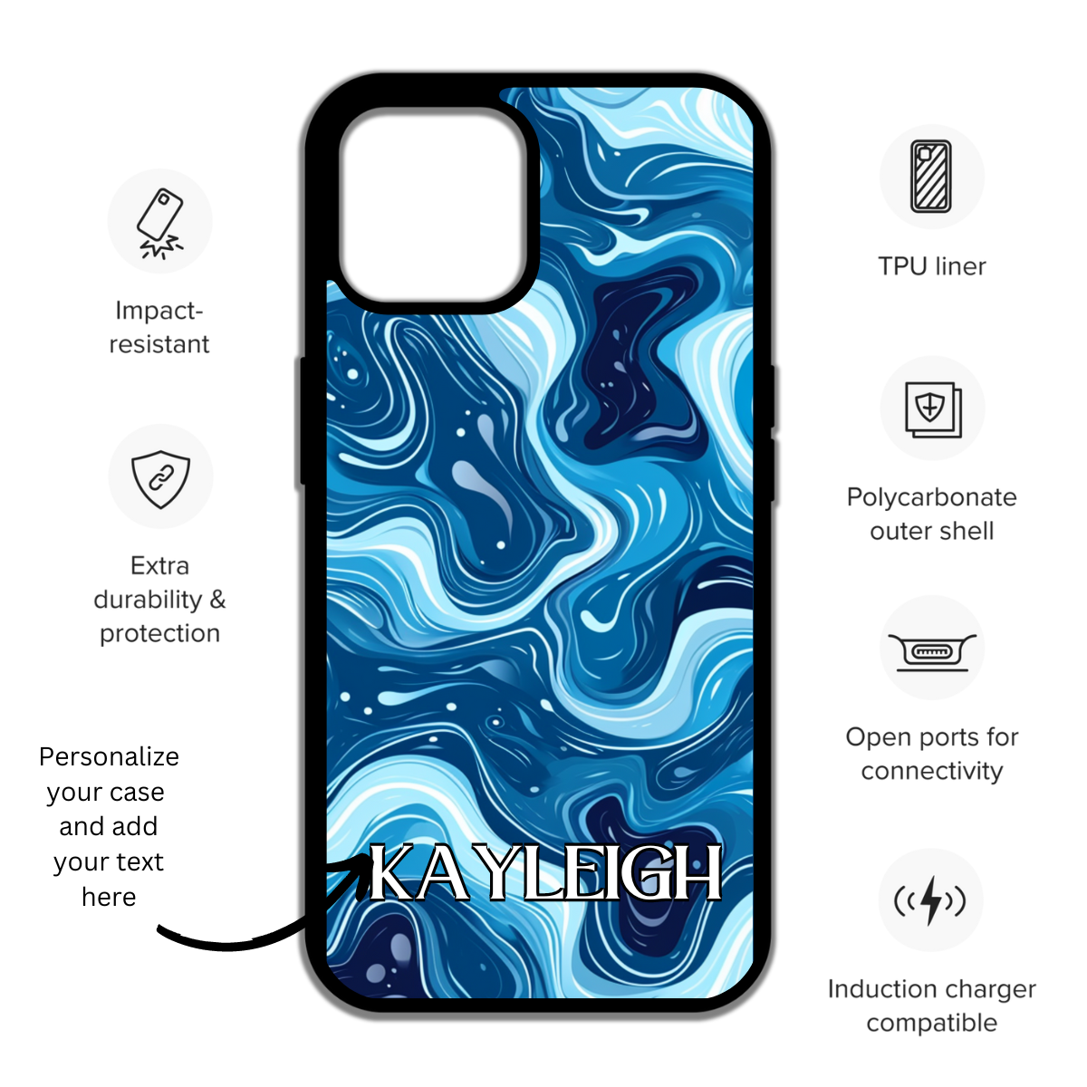 Swirl Pattern Phone Case - Ocean Blue phone case the perfect gift for her - cute phone case - best birthday gift - iphone case - girly phone case - pretty phone case - Blue phone case