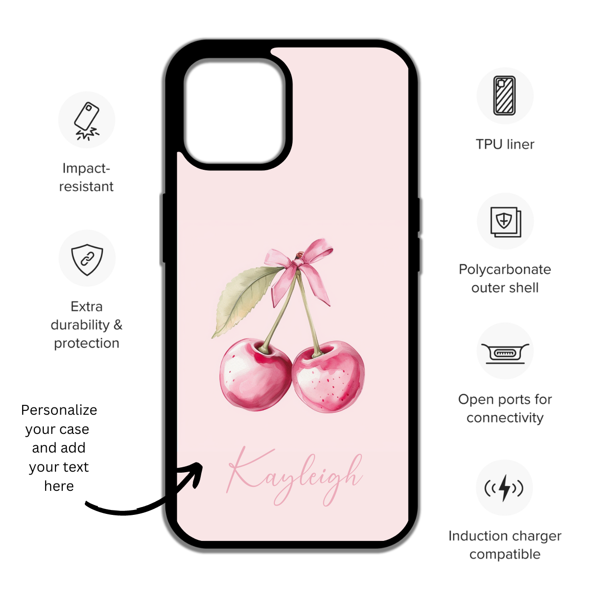 Coquette Phone Case - Cherry phone case the perfect gift for her - cute phone case - best birthday gift - iphone case - girly phone case - pretty phone case - pink phone case
