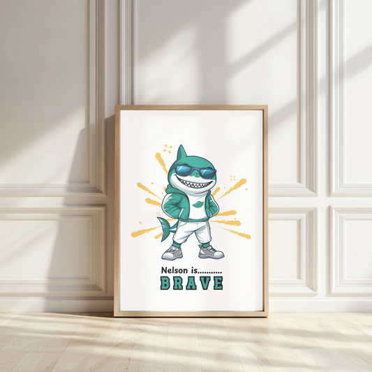 Brave Shark - Kids Affirmation Wall Art