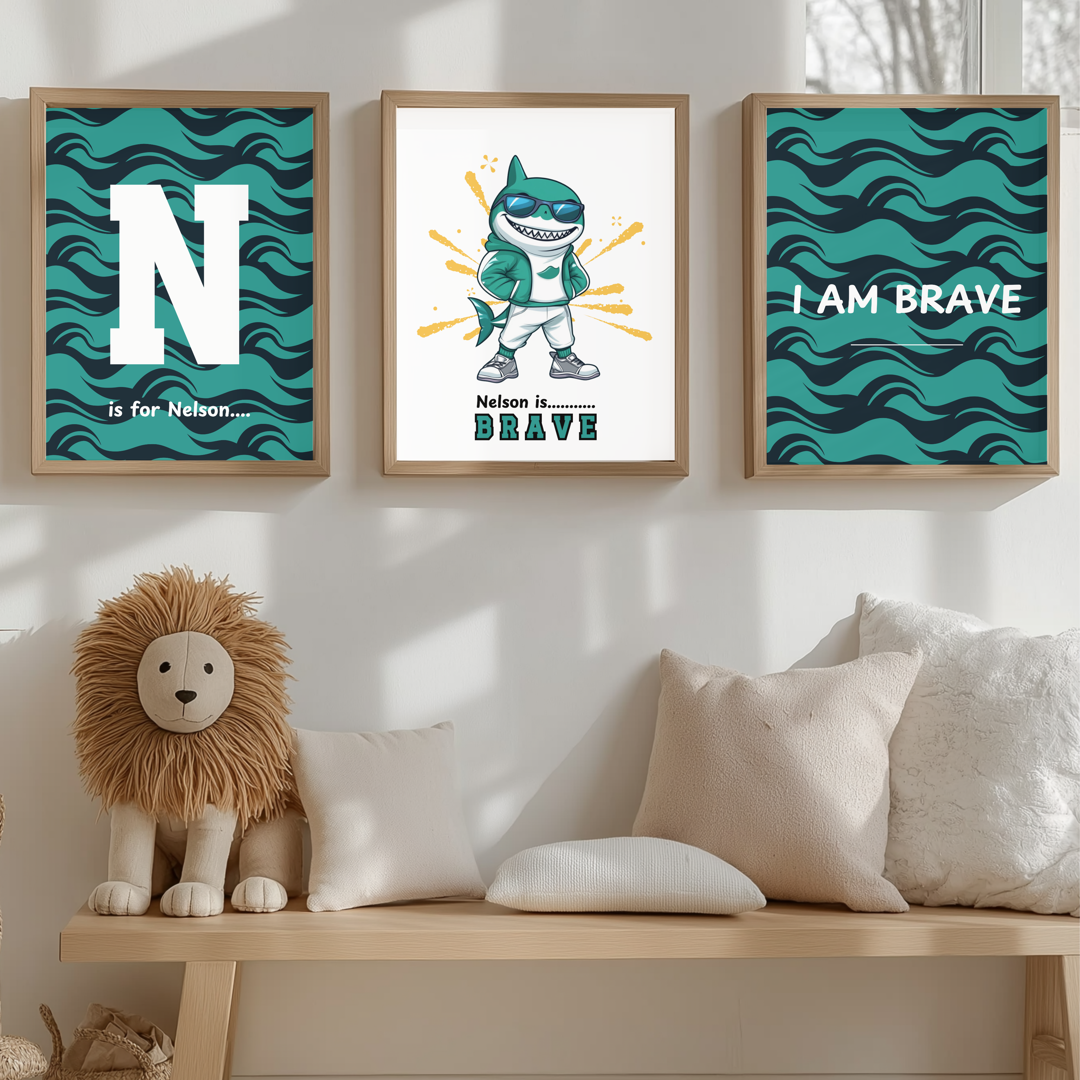 Brave Shark - Kids Affirmation Wall Art