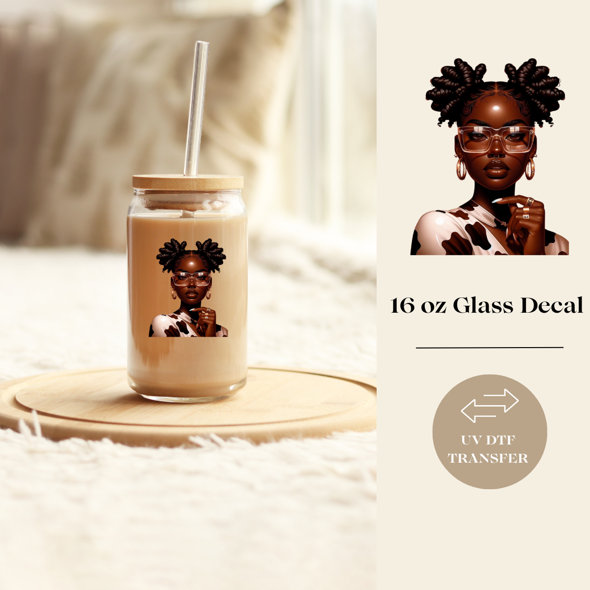 Unique Black girl UV DTF Decal