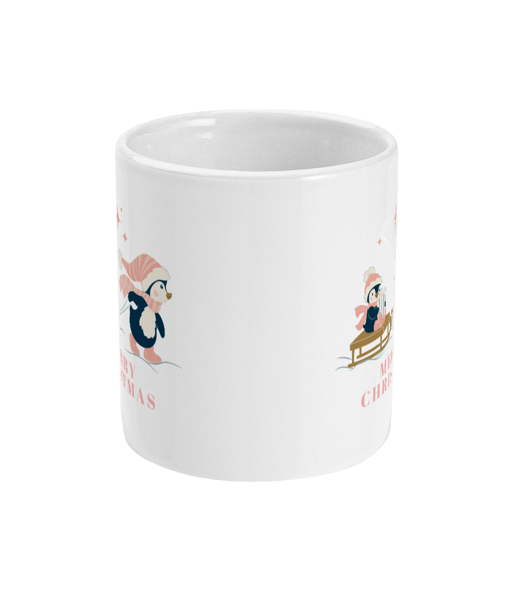 Pink Penguin Sledging Mug - Perfect Kids Gift