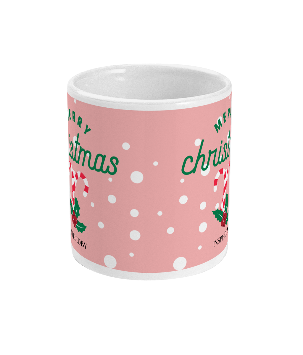 Pink Merry Christmas Candy Cane Mug