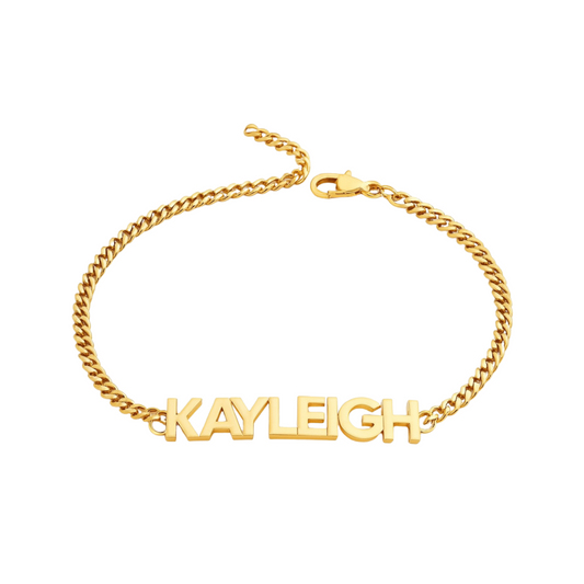 Personalized Name Bracelet – 18K Gold Plated Stainless Steel, Waterproof Custom Jewelry Gift for Her, birthday gift, anniversary gift,