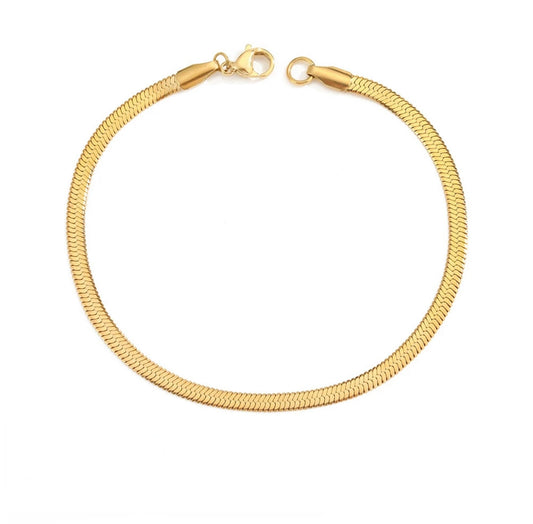 18K Gold Plated Flat Snake Bracelet