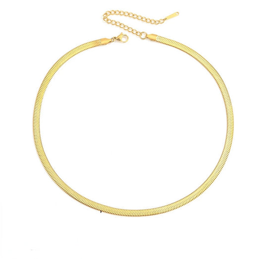 18K Gold Plated Snake Flat Chain