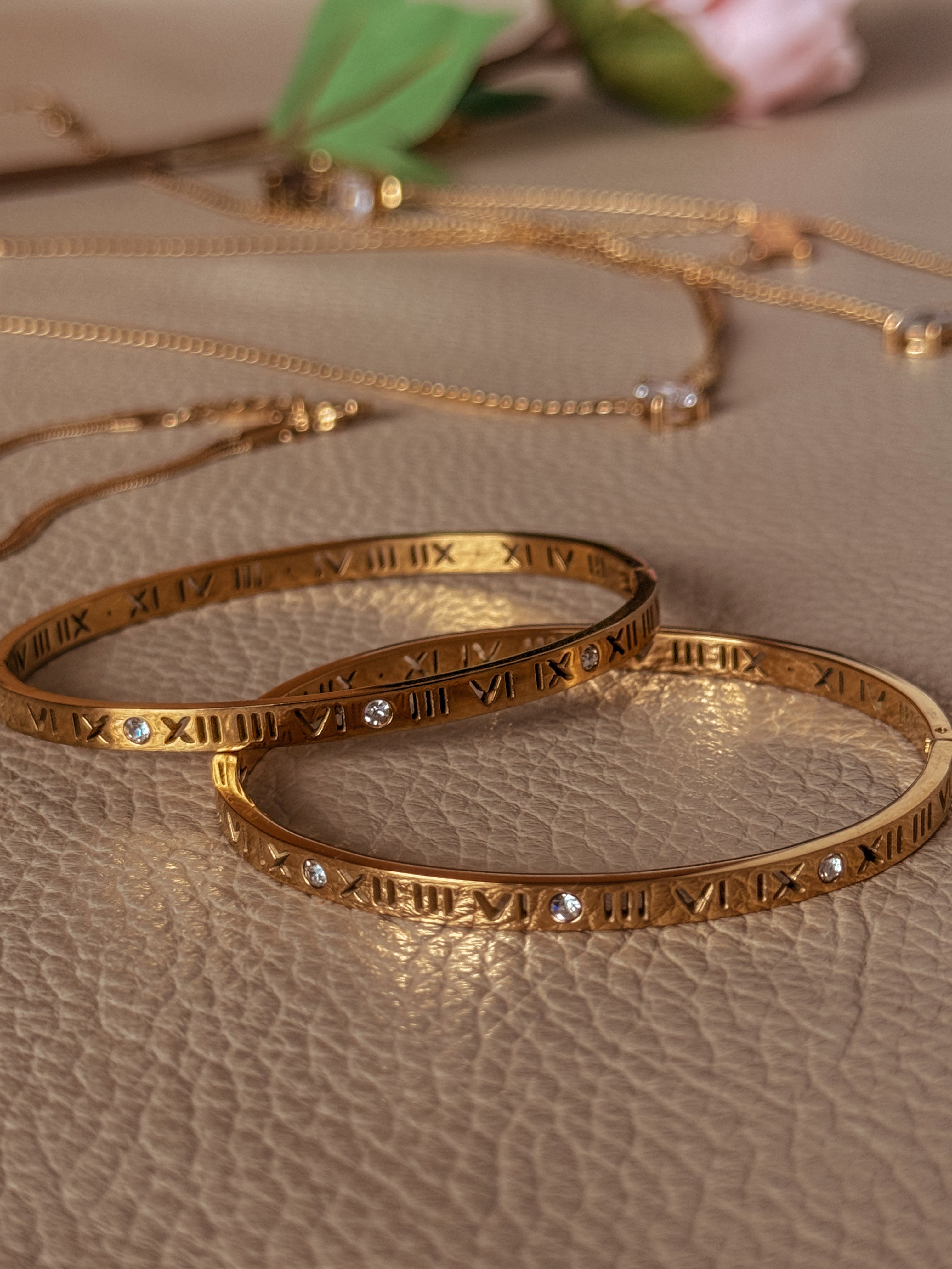 Roman Numeral  18K Gold Plated Bracelet