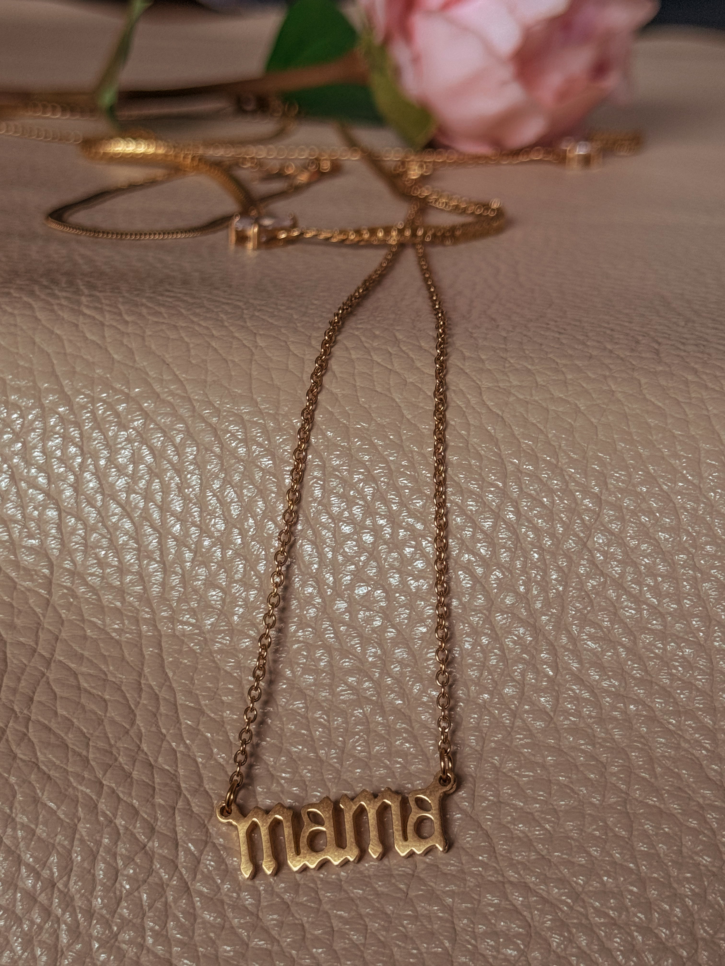 18K Gold Plated Mama Pendant Necklace
