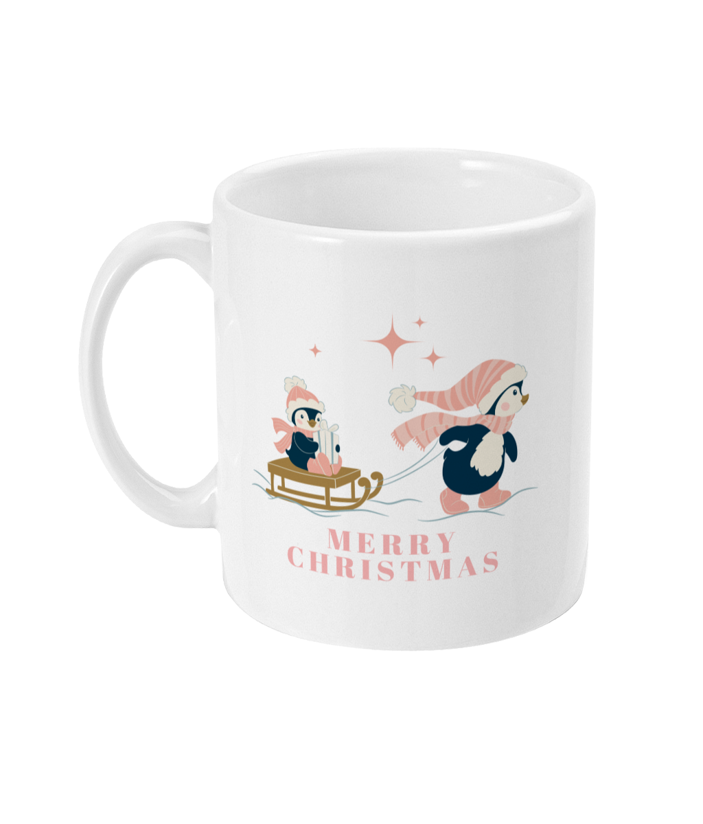 Pink Penguin Sledging Mug - Perfect Kids Gift