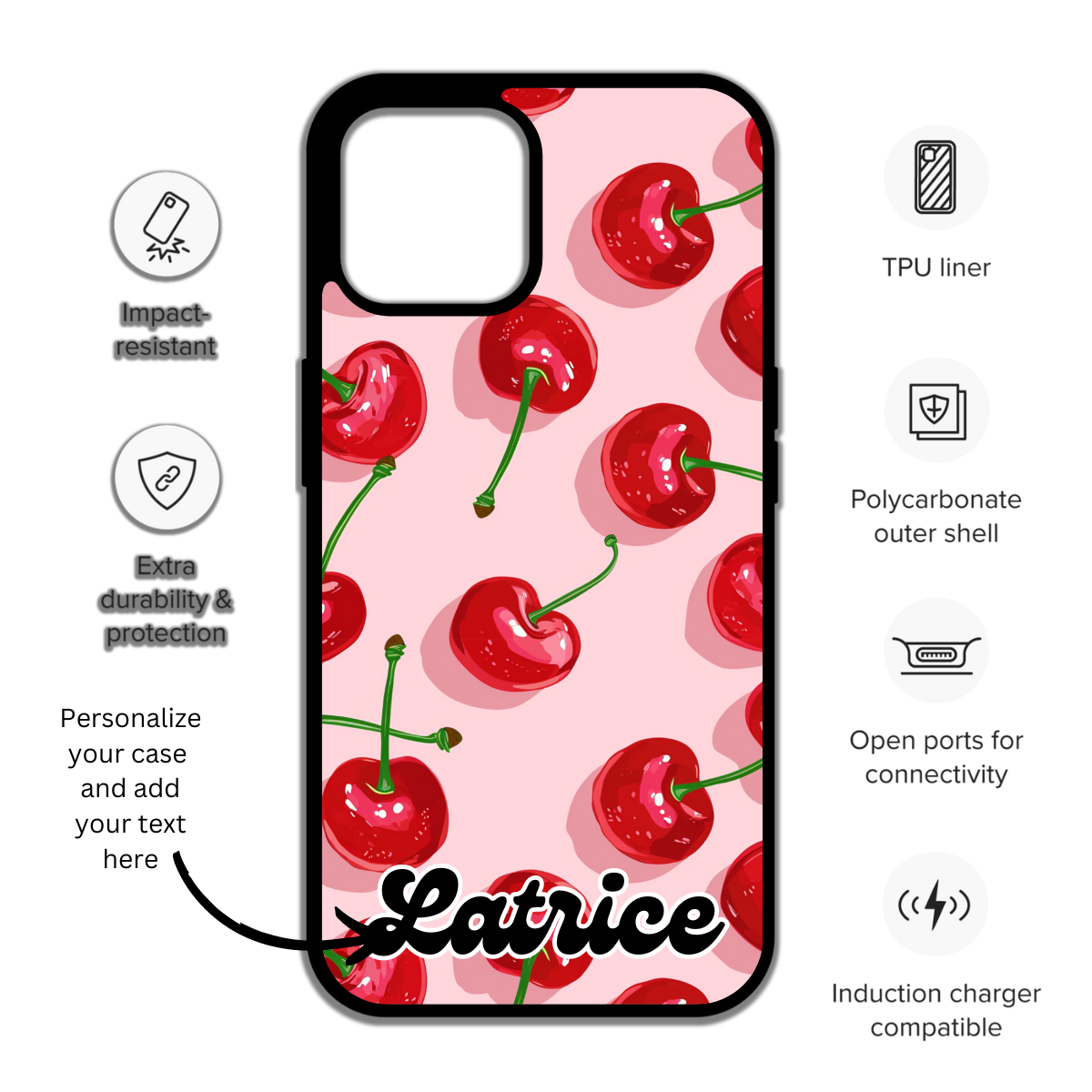 Personalized Phone Case – Custom Phone Case - pretty phone case - cute iphone case - cherry iphone case - personalized gift -birthday gift