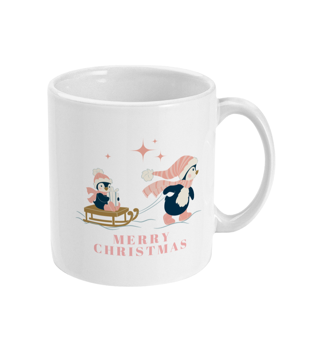 Pink Penguin Sledging Mug - Perfect Kids Gift