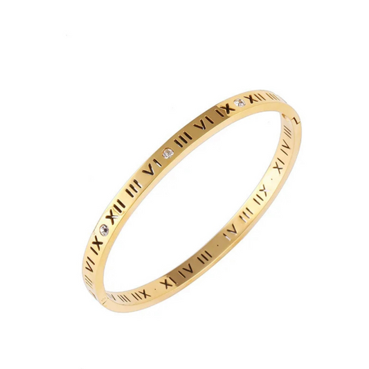 Roman Numeral  18K Gold Plated Bracelet