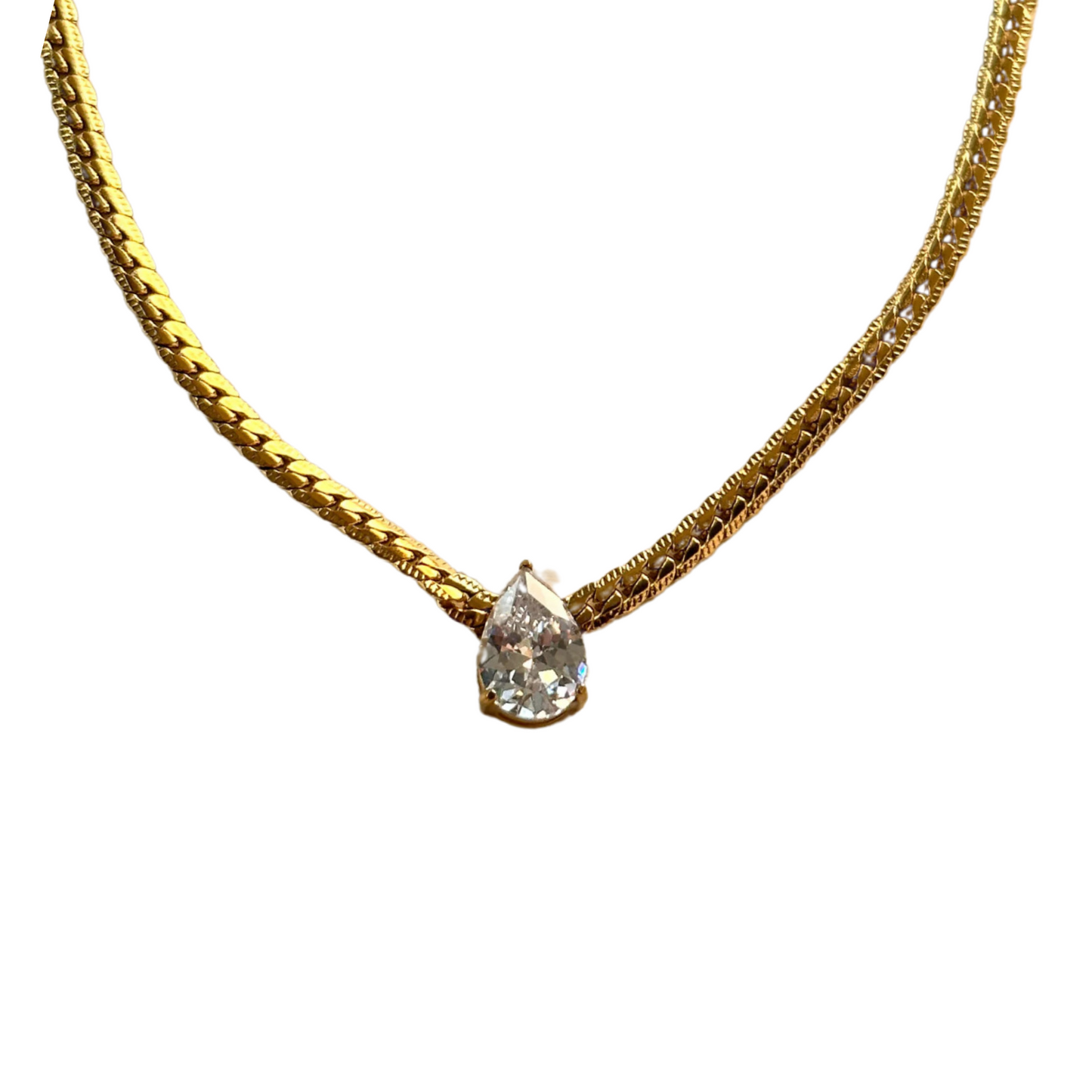 18K Gold Plated Diamond Droplet necklace