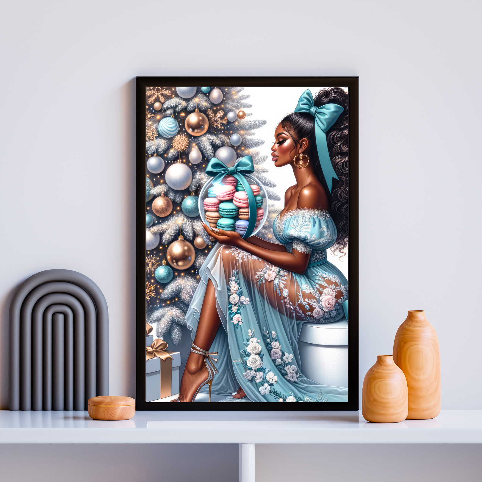 Glamorous Black Woman Christmas Print