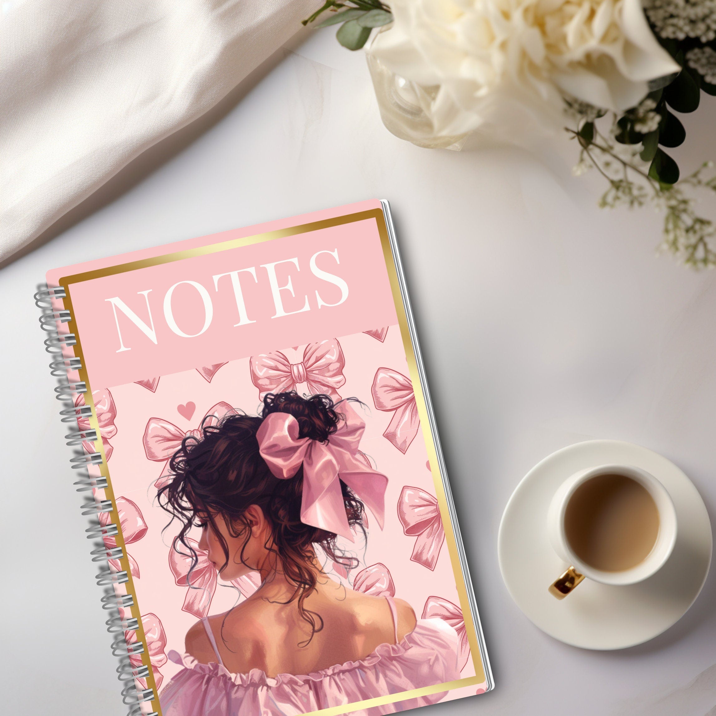 PINK BOW NOTEBOOK the perfect personalized gift for her - coquette notebook - undated notebook - pink girly cover- A4 notebook - A5