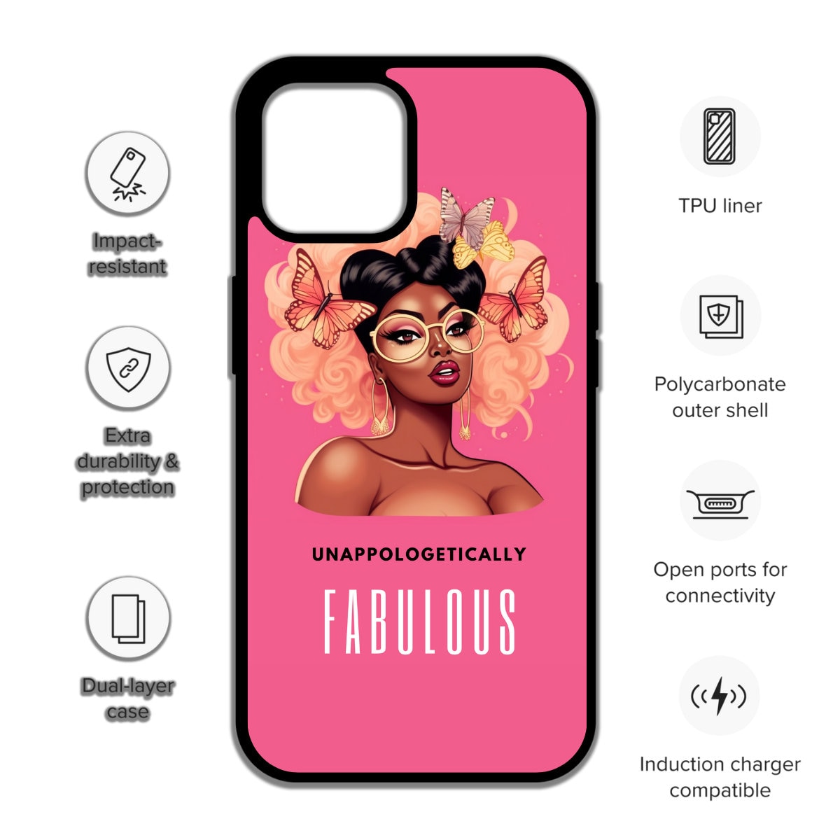 Boujee Pink Phone Case perfect gift for her - cute phone case - best birthday gift - iphone case - black girl phone case - butterfly case