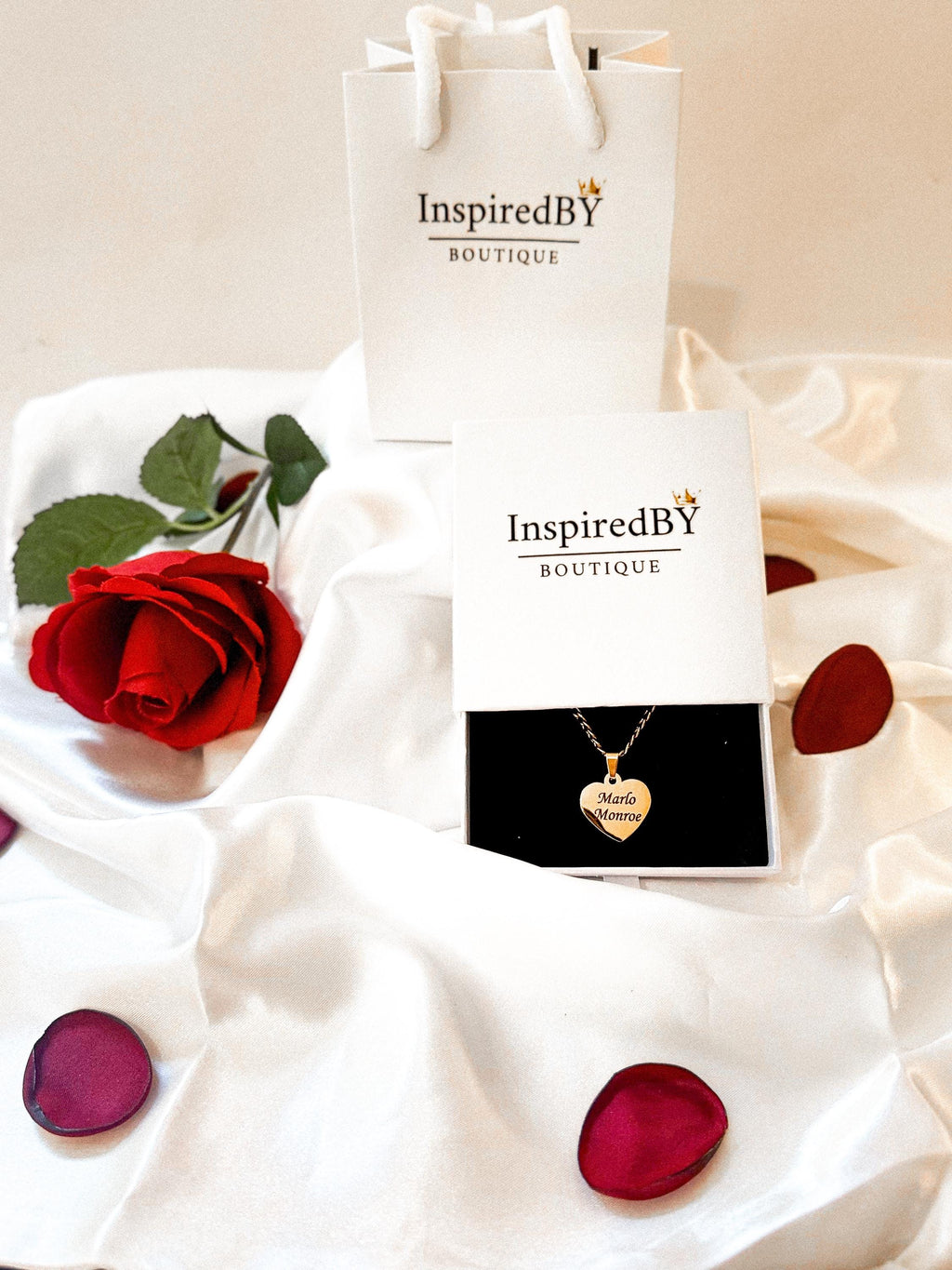Personalized Heart Pendant Necklace: 18K Gold Engraved Stainless Steel