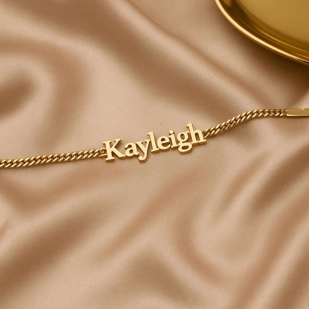 Personalized Name Bracelet – 18K Gold Plated Stainless Steel, Waterproof Custom Jewelry Gift for Her, birthday gift, anniversary gift,