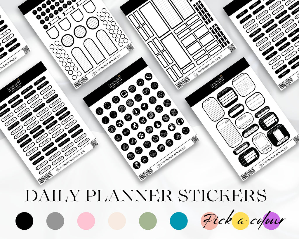 Daily Planner Stickers | Stickers | Dates | Holidays | Events | Activities | Wellness Stickers | Household | Appointment | Sticker Sheet |