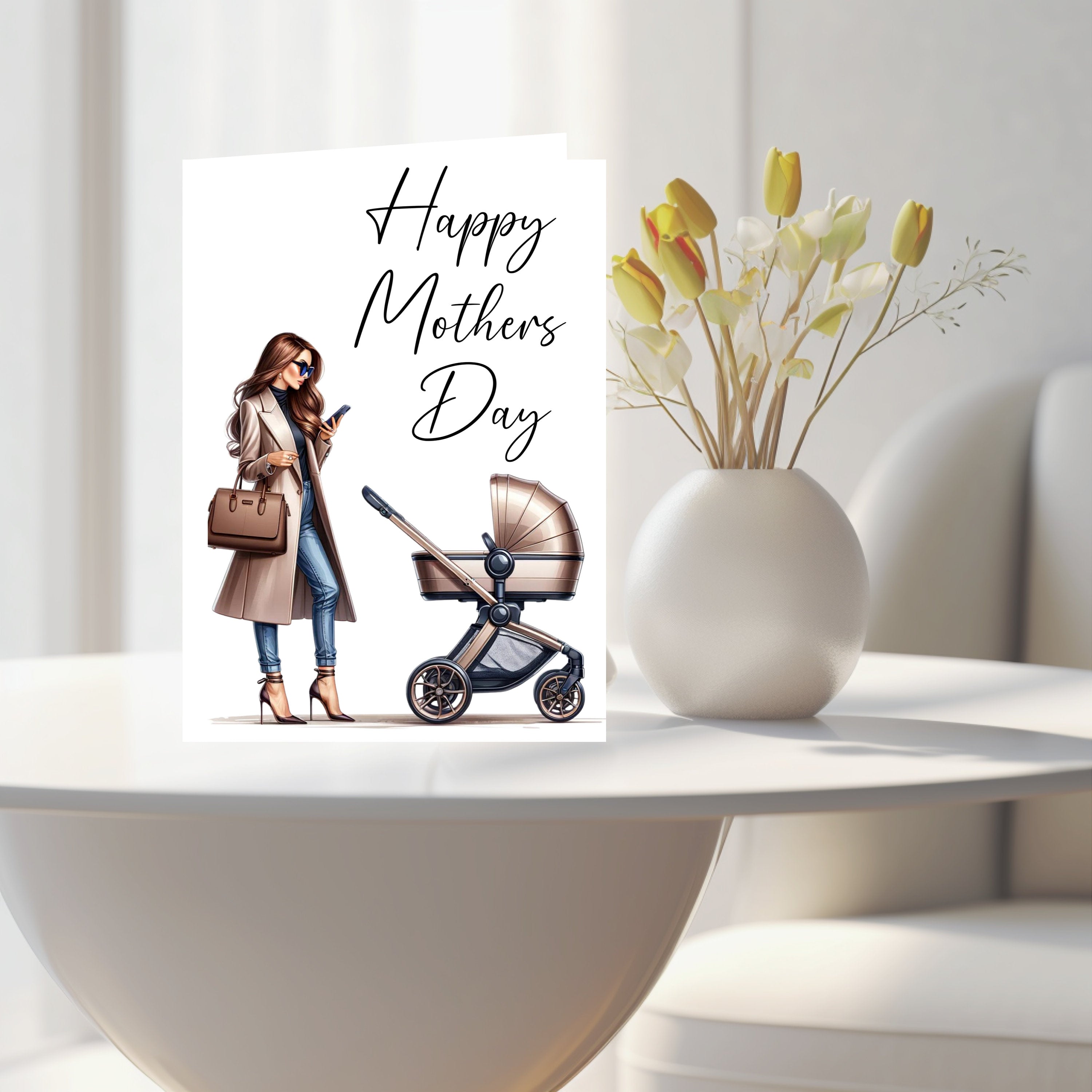 Custom Mother’s Day card for mothers day gift for mum. Elegant Mother’s Day card, Mother’s Day, beautiful card, chic card, first mothers day