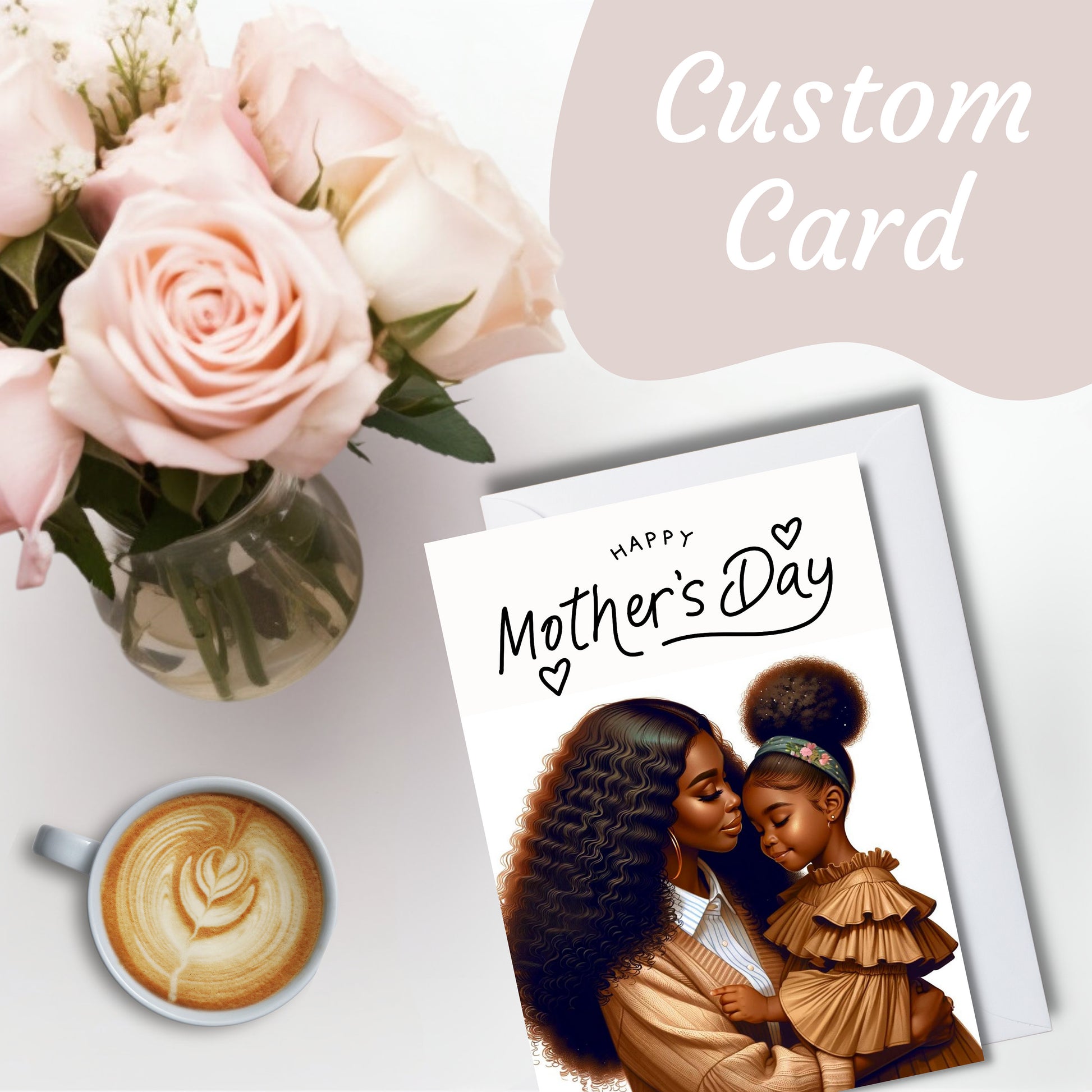 Black Mother’s Day card, Personalized mothers day card, Mother’s Day, beautiful card, Custom Mother’s Day card for mothers day gift for mum