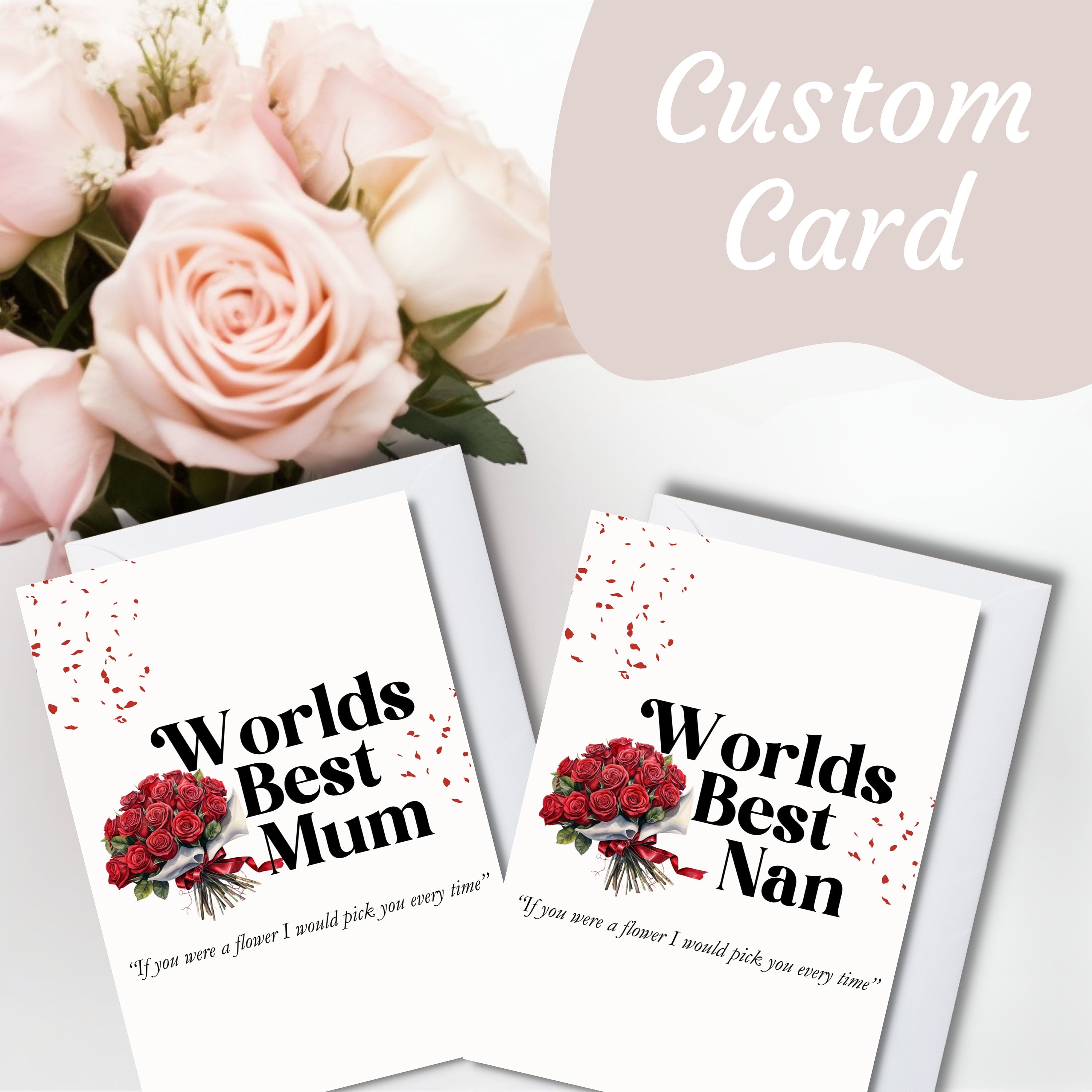Worlds best mum card, nan card, Personalized mothers day card, beautiful card, Custom Mother’s Day card for Mother’s Day gift for mum